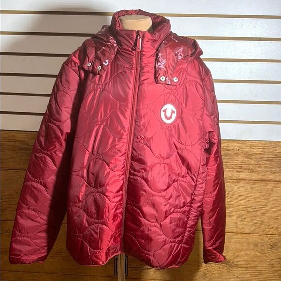 True Religion Red Quilted Puffer Jacket - Picture 7 of 13